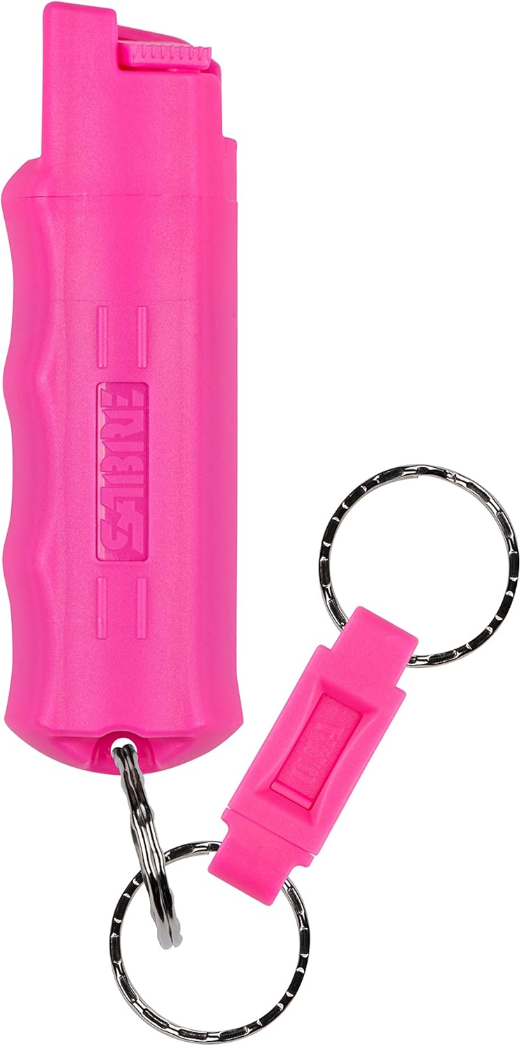 sabre Campus Safety Pepper Gel with Quick Release Key Ring, Protect Against Multiple Threats with 3X longer spray time, Gel is Safer, Ergonomic Finger Grip - Image 1